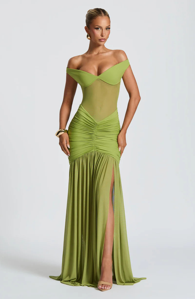 AURORA MAXI VESTIDO - VERDE OLIVA