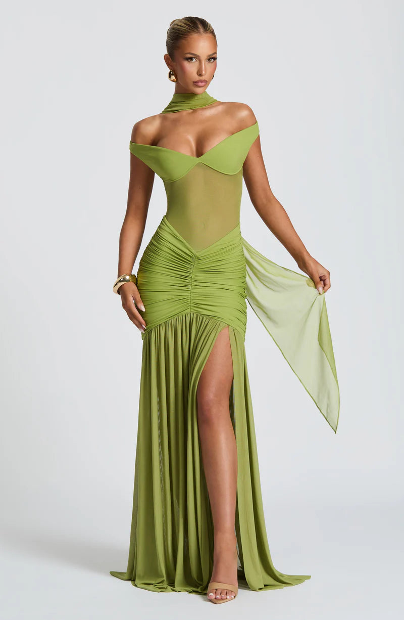 AURORA MAXI VESTIDO - VERDE OLIVA