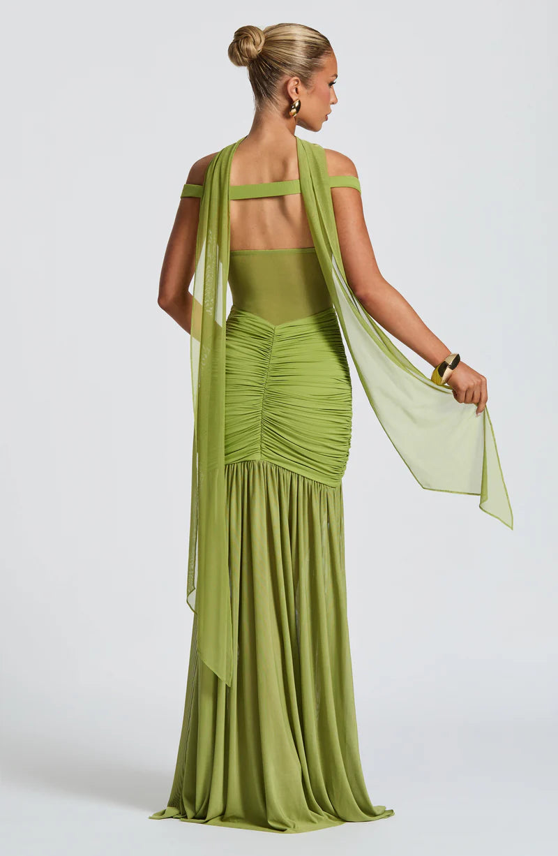 AURORA MAXI VESTIDO - VERDE OLIVA