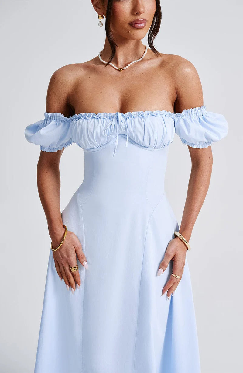 ALANA MIDI VESTIDO - AZUL