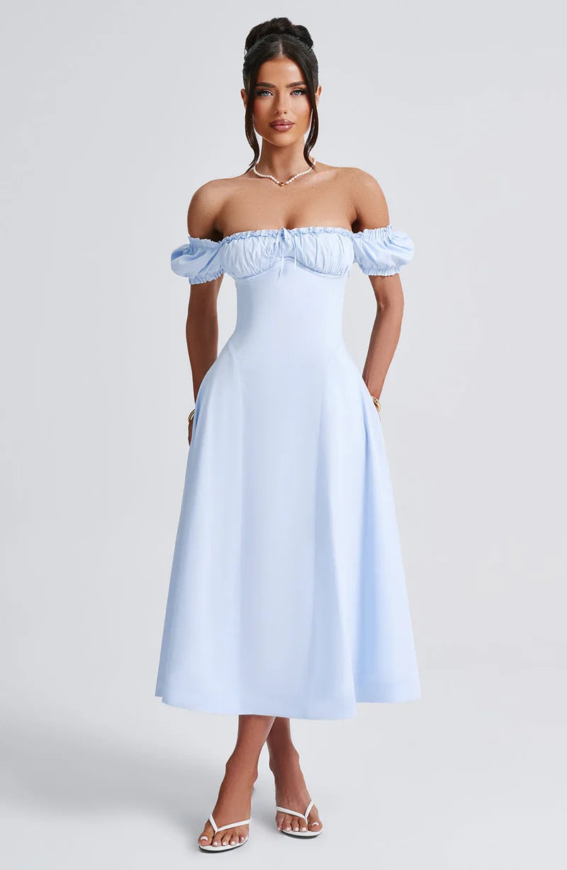 ALANA MIDI VESTIDO - AZUL