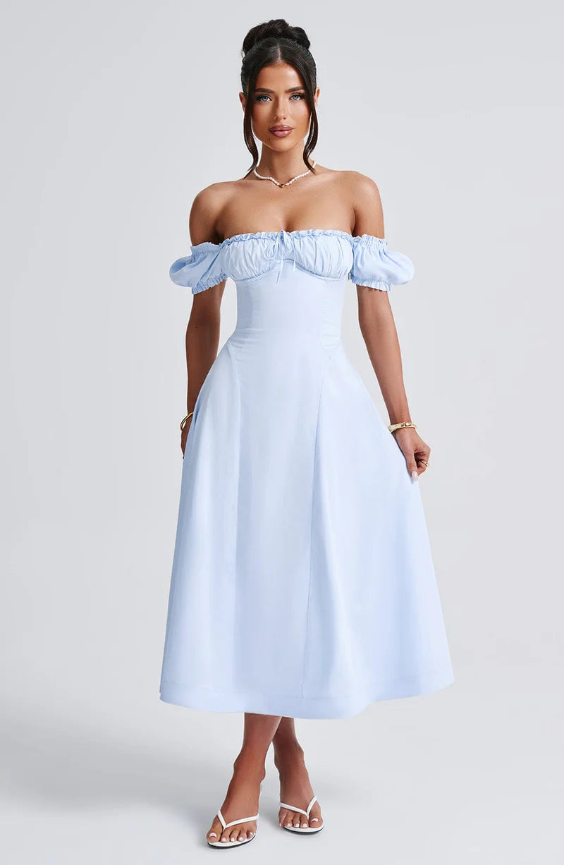 ALANA MIDI VESTIDO - AZUL