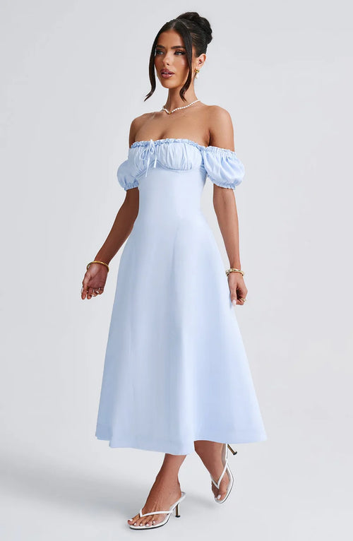 ALANA MIDI VESTIDO - AZUL