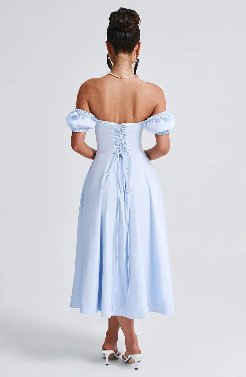 ALANA MIDI VESTIDO - AZUL