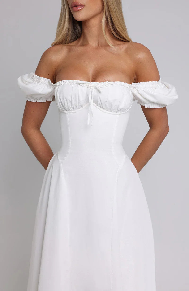 ALANA MIDI VESTIDO - BLANCO