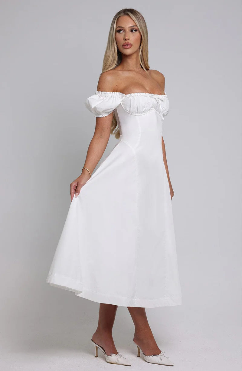 ALANA MIDI VESTIDO - BLANCO