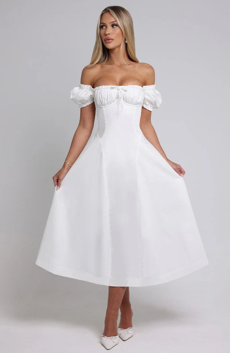 ALANA MIDI VESTIDO - BLANCO
