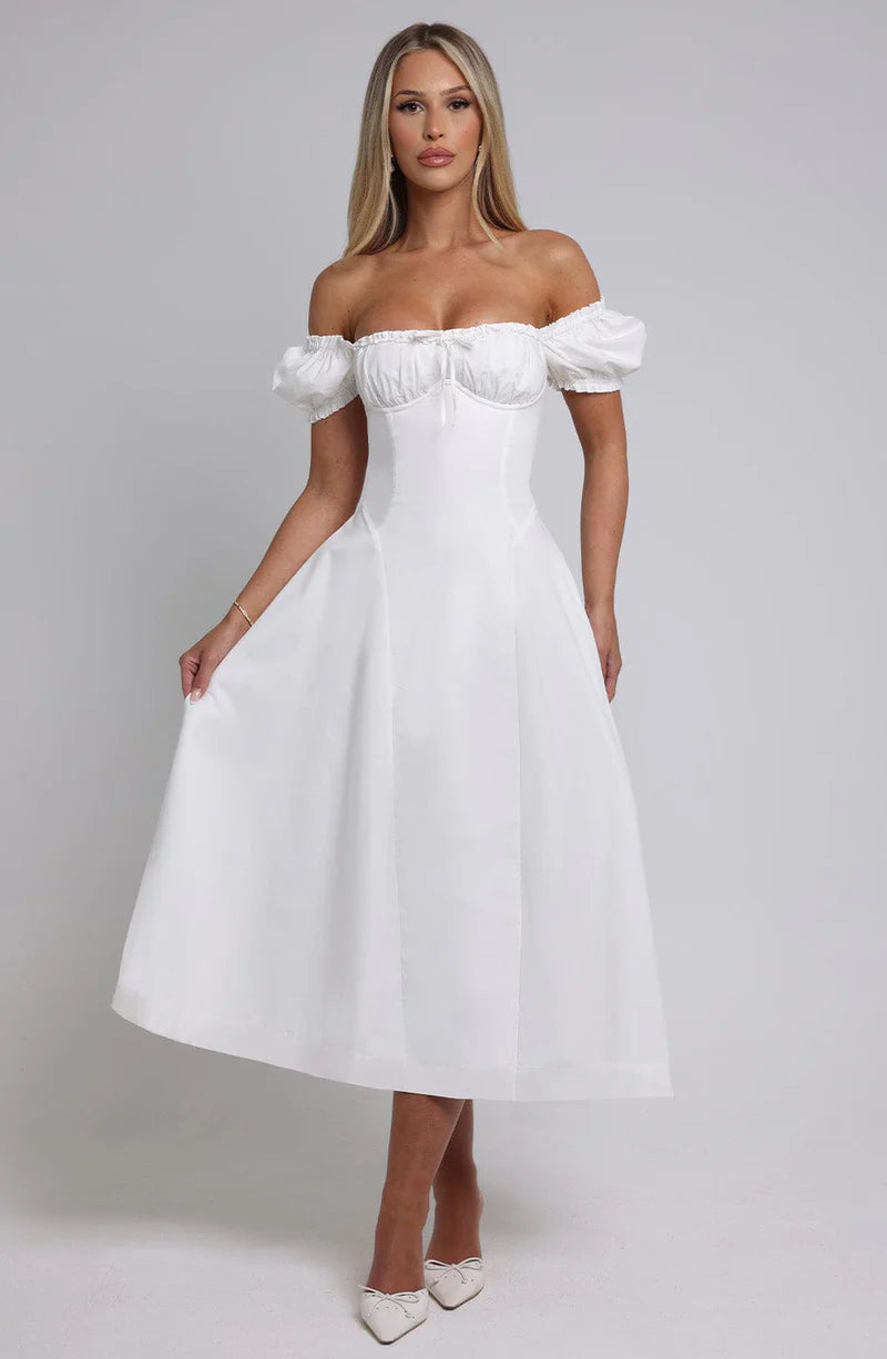ALANA MIDI VESTIDO - BLANCO