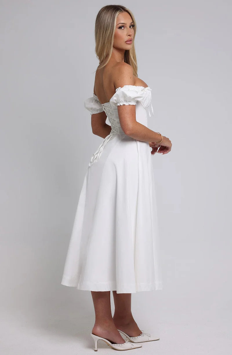 ALANA MIDI VESTIDO - BLANCO