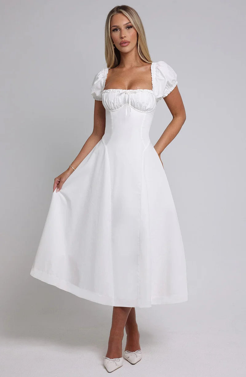 ALANA MIDI VESTIDO - BLANCO