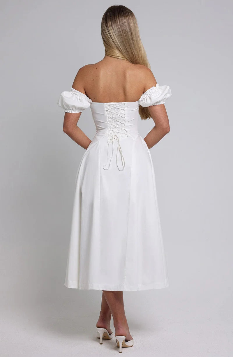 ALANA MIDI VESTIDO - BLANCO