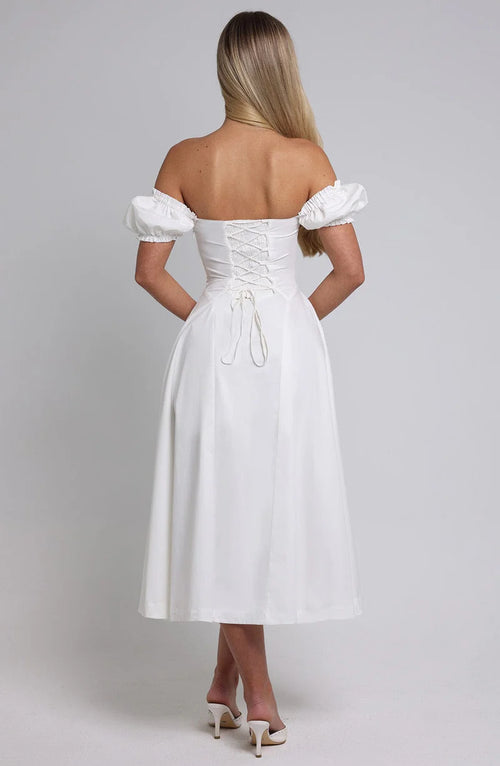 ALANA MIDI VESTIDO - BLANCO
