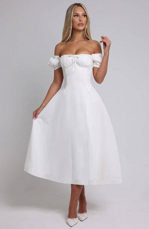 ALANA MIDI VESTIDO - BLANCO