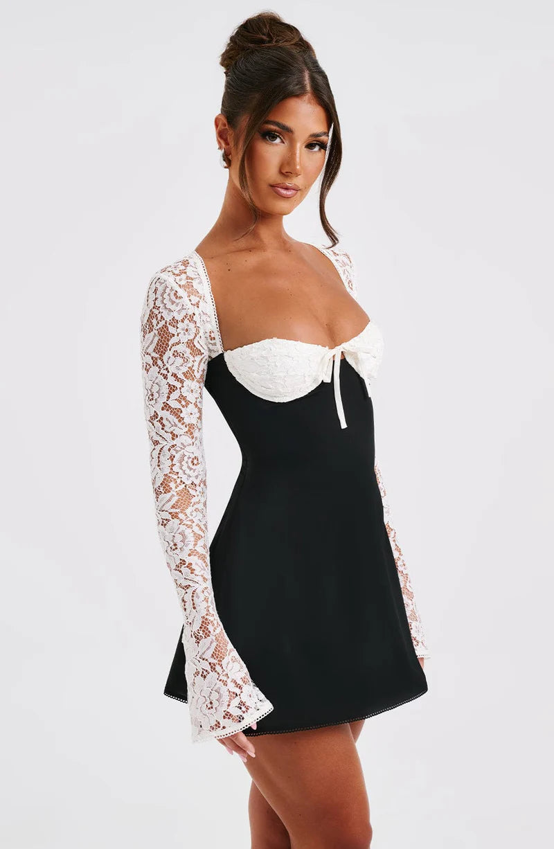 ROSIE MINI VESTIDO - BLANCO Y NEGRO