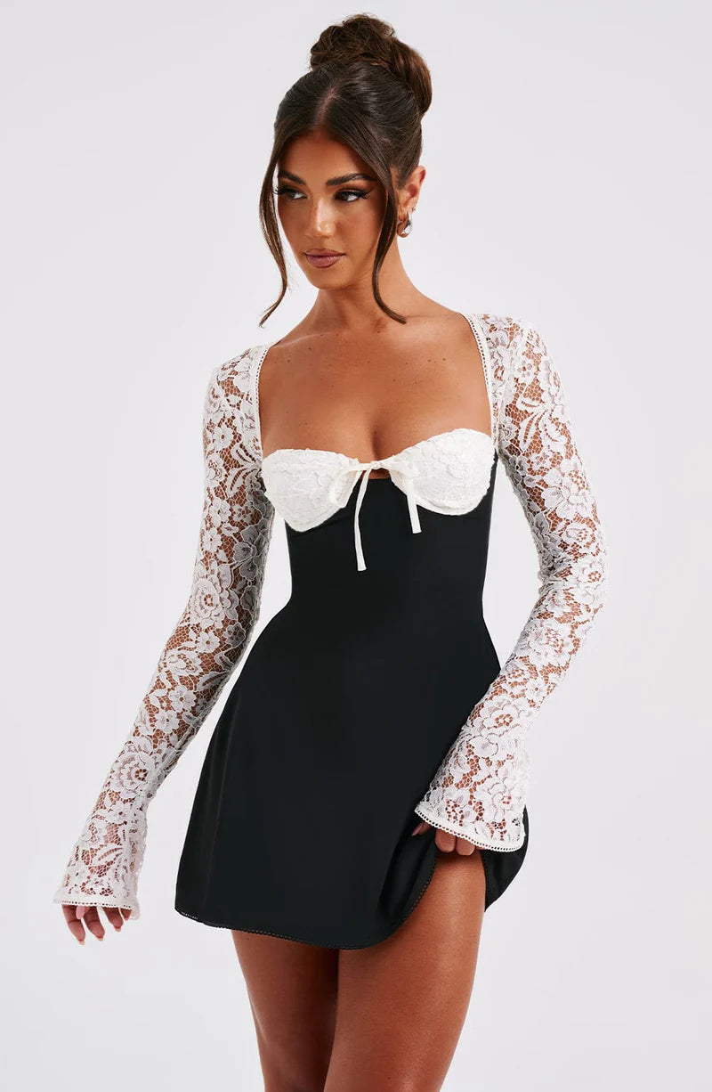 ROSIE MINI VESTIDO - BLANCO Y NEGRO