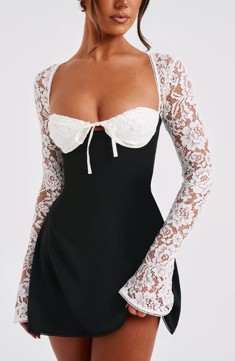 ROSIE MINI VESTIDO - BLANCO Y NEGRO