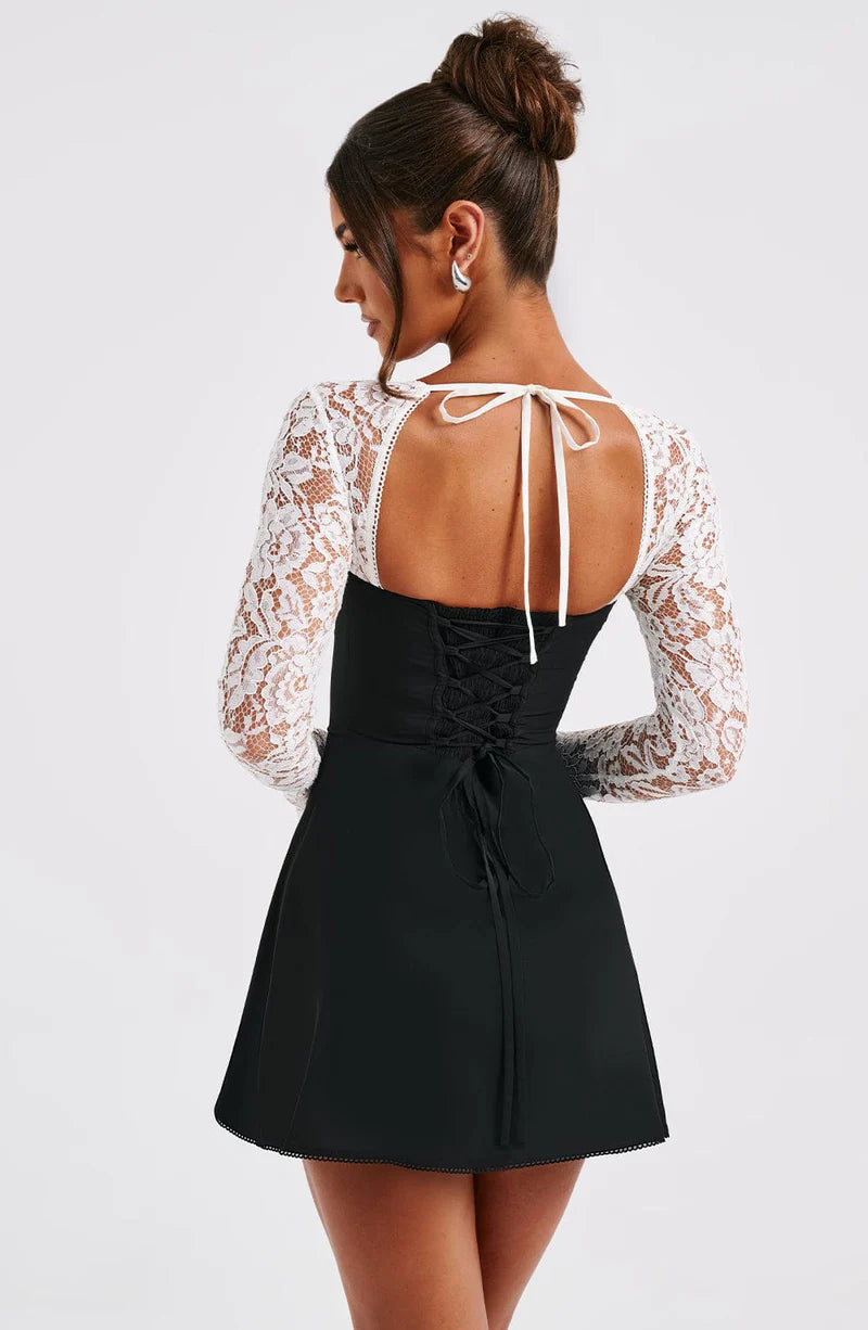 ROSIE MINI VESTIDO - BLANCO Y NEGRO