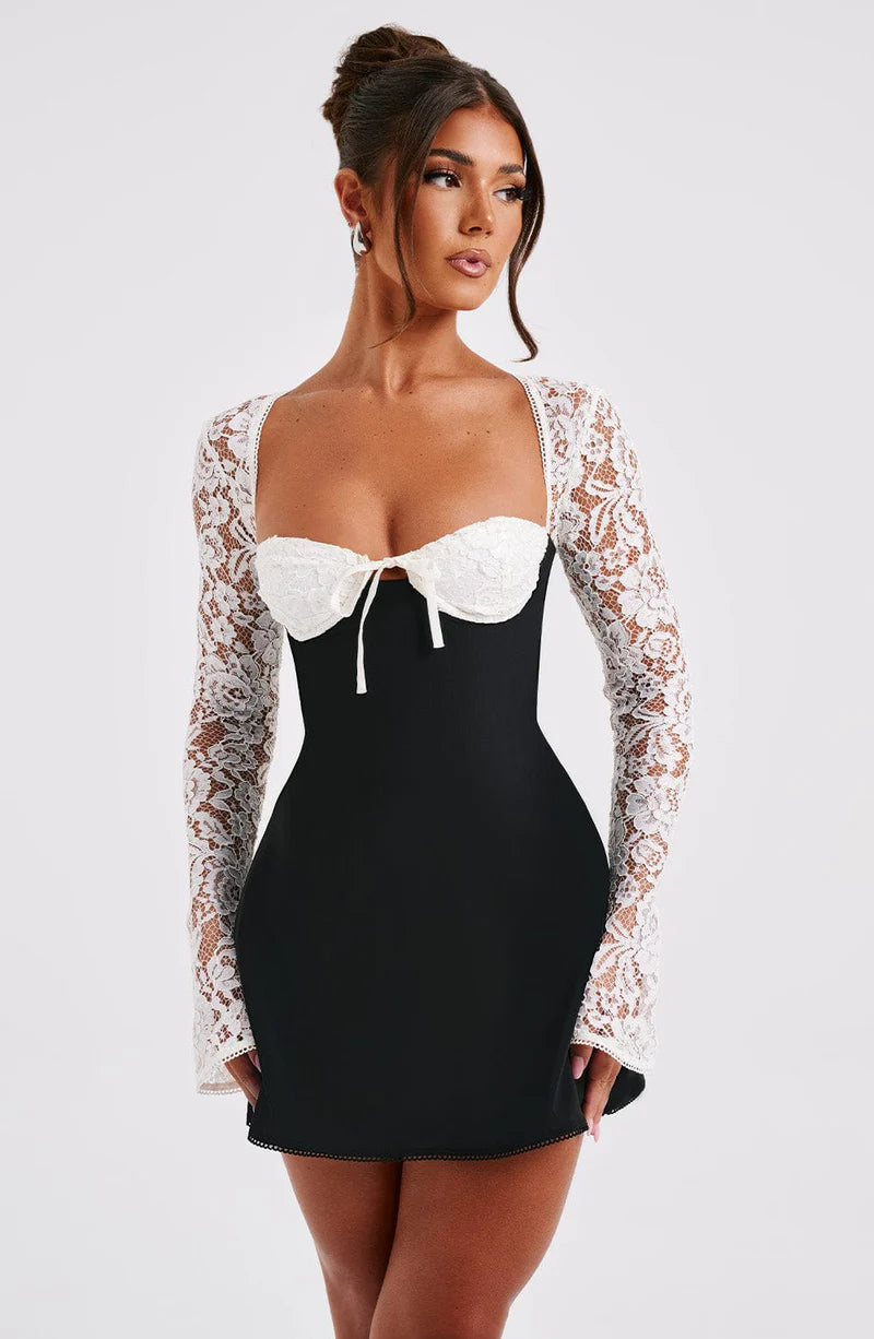 ROSIE MINI VESTIDO - BLANCO Y NEGRO
