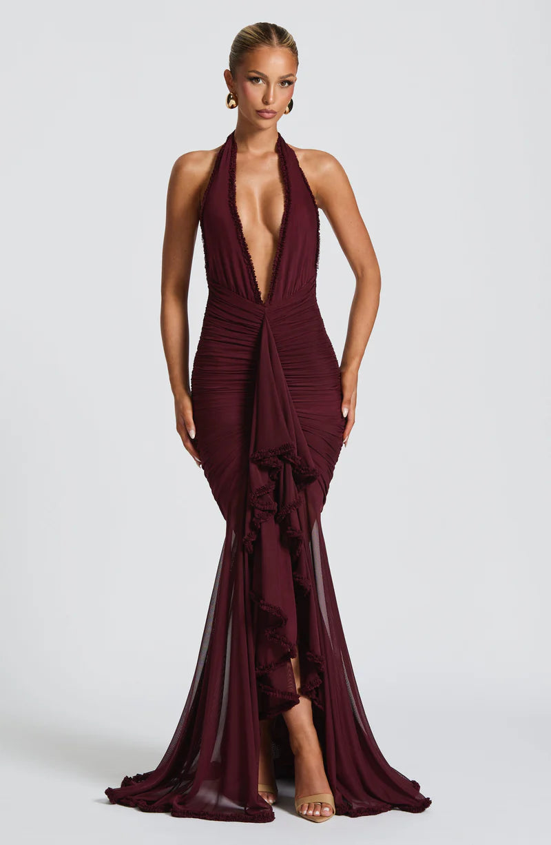 DENISSA MAXI VESTIDO - ROJO CHERRY