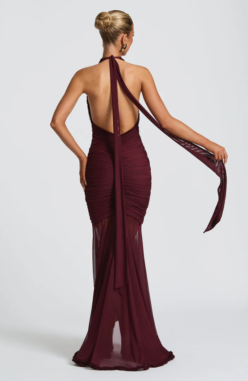 DENISSA MAXI VESTIDO - ROJO CHERRY