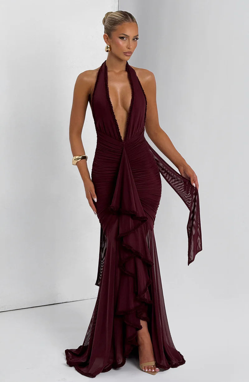 DENISSA MAXI VESTIDO - ROJO CHERRY