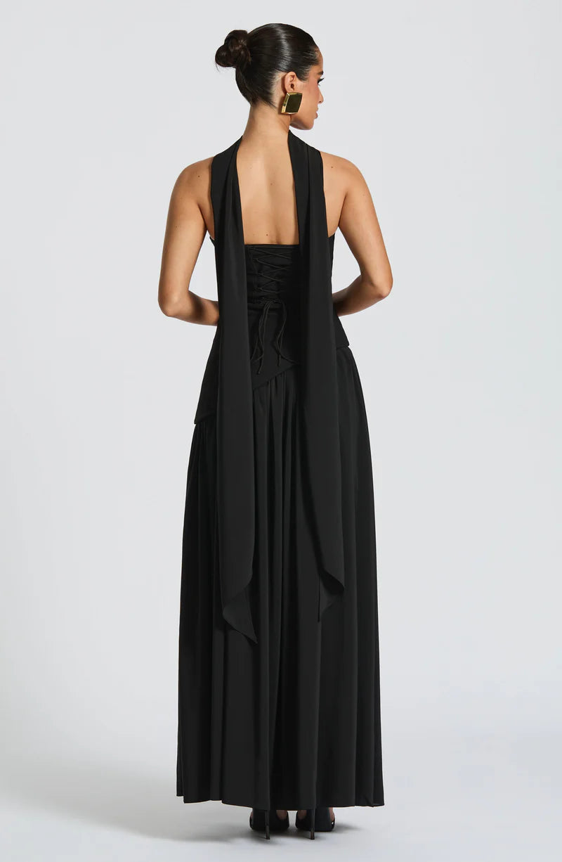 FLORA MAXI VESTIDO - NEGRO