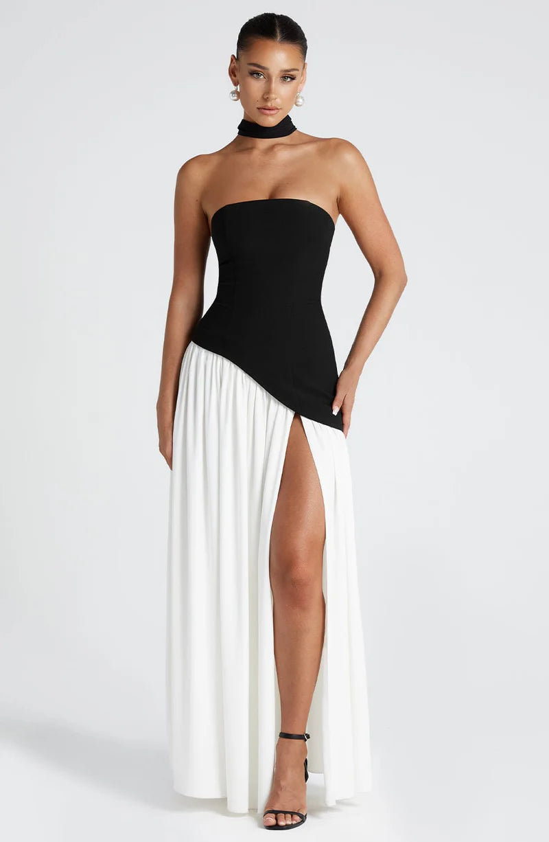 FLORA MAXI VESTIDO - BLANCO Y NEGRO