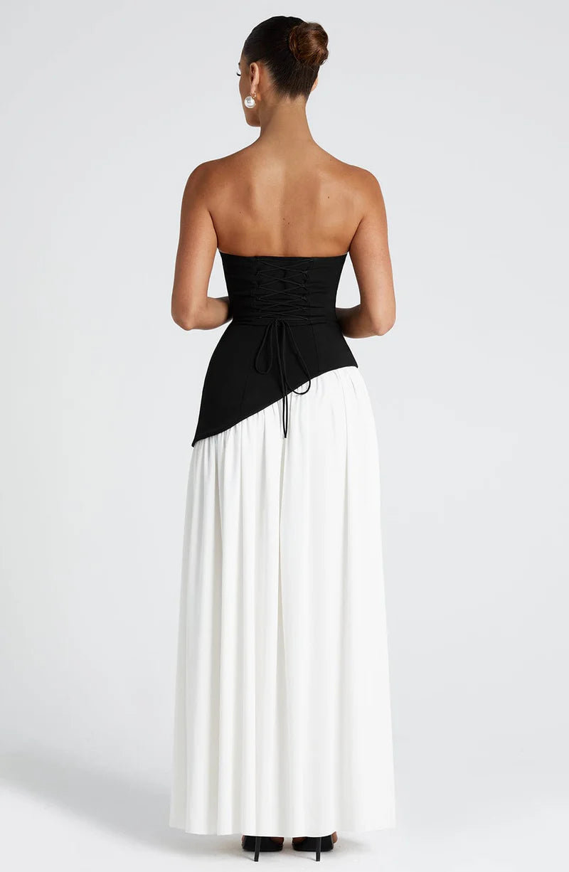 FLORA MAXI VESTIDO - BLANCO Y NEGRO