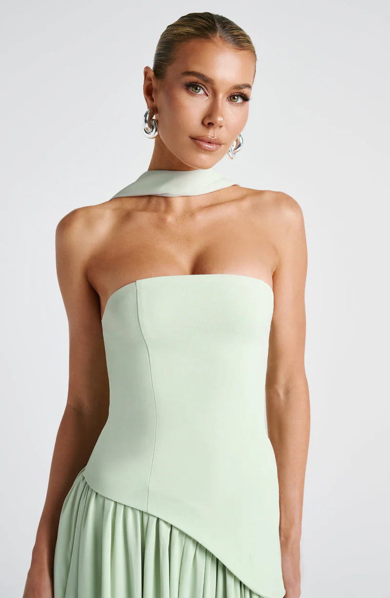 FLORA MAXI VESTIDO - VERDE MENTA