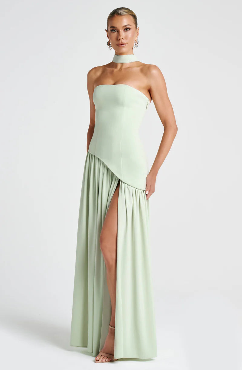 FLORA MAXI VESTIDO - VERDE MENTA