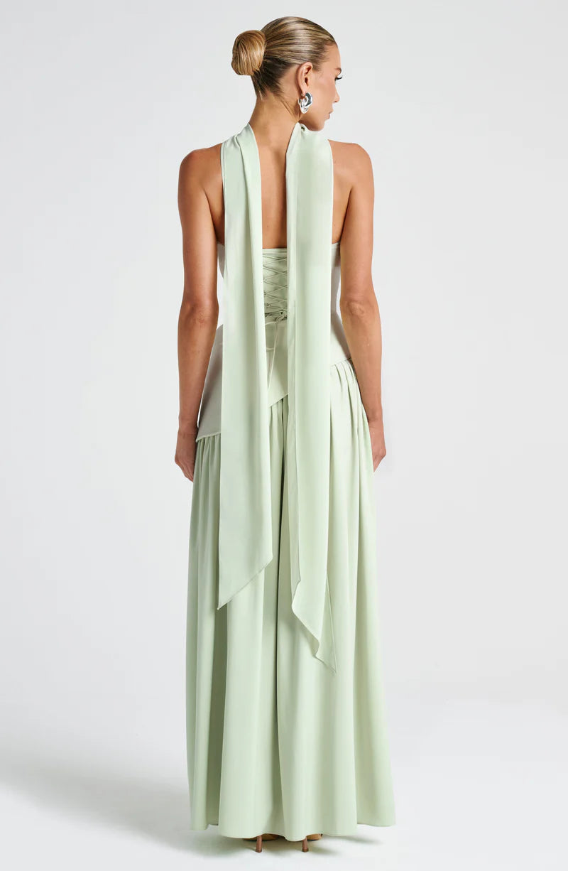FLORA MAXI VESTIDO - VERDE MENTA