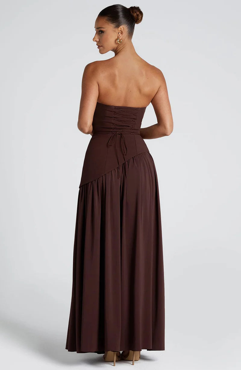 FLORA MAXI VESTIDO - MARRÓN