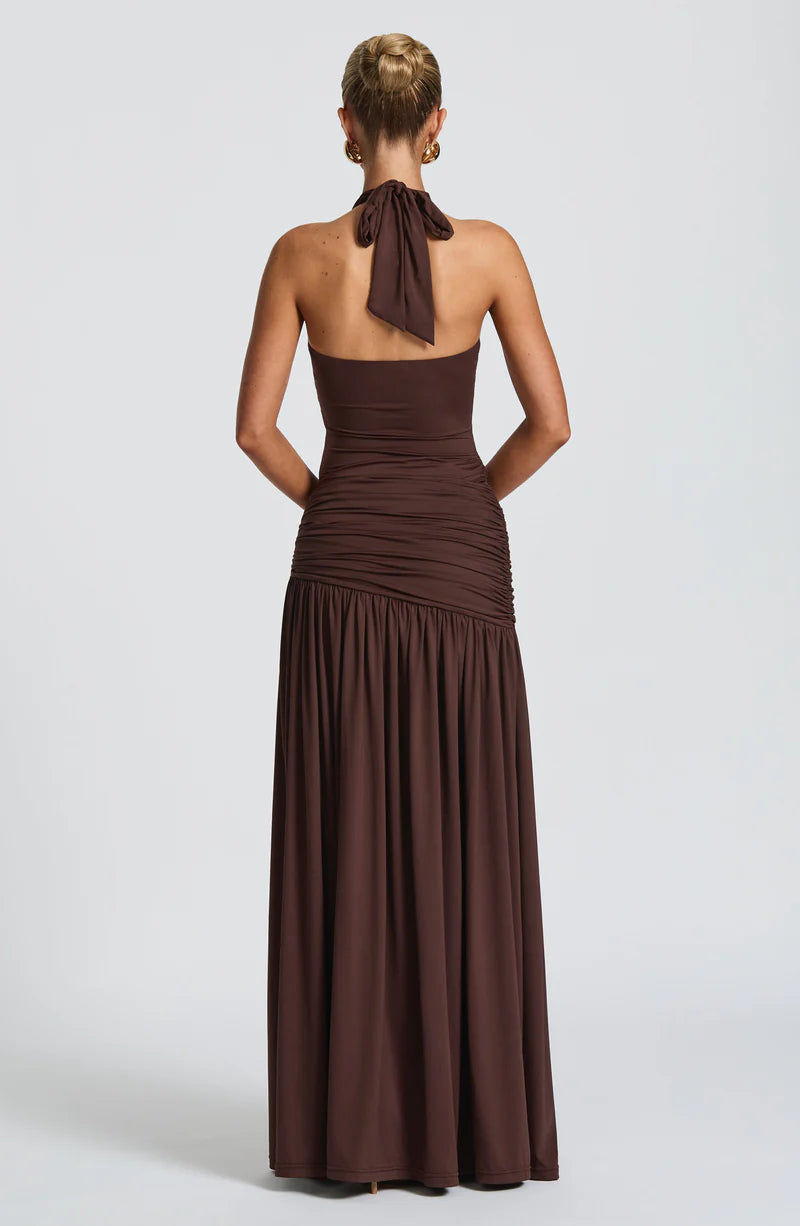 TYRA MAXI VESTIDO SET - MARRÓN