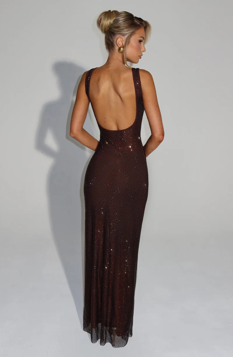 BELLA MAXI VESTIDO - MARRÓN