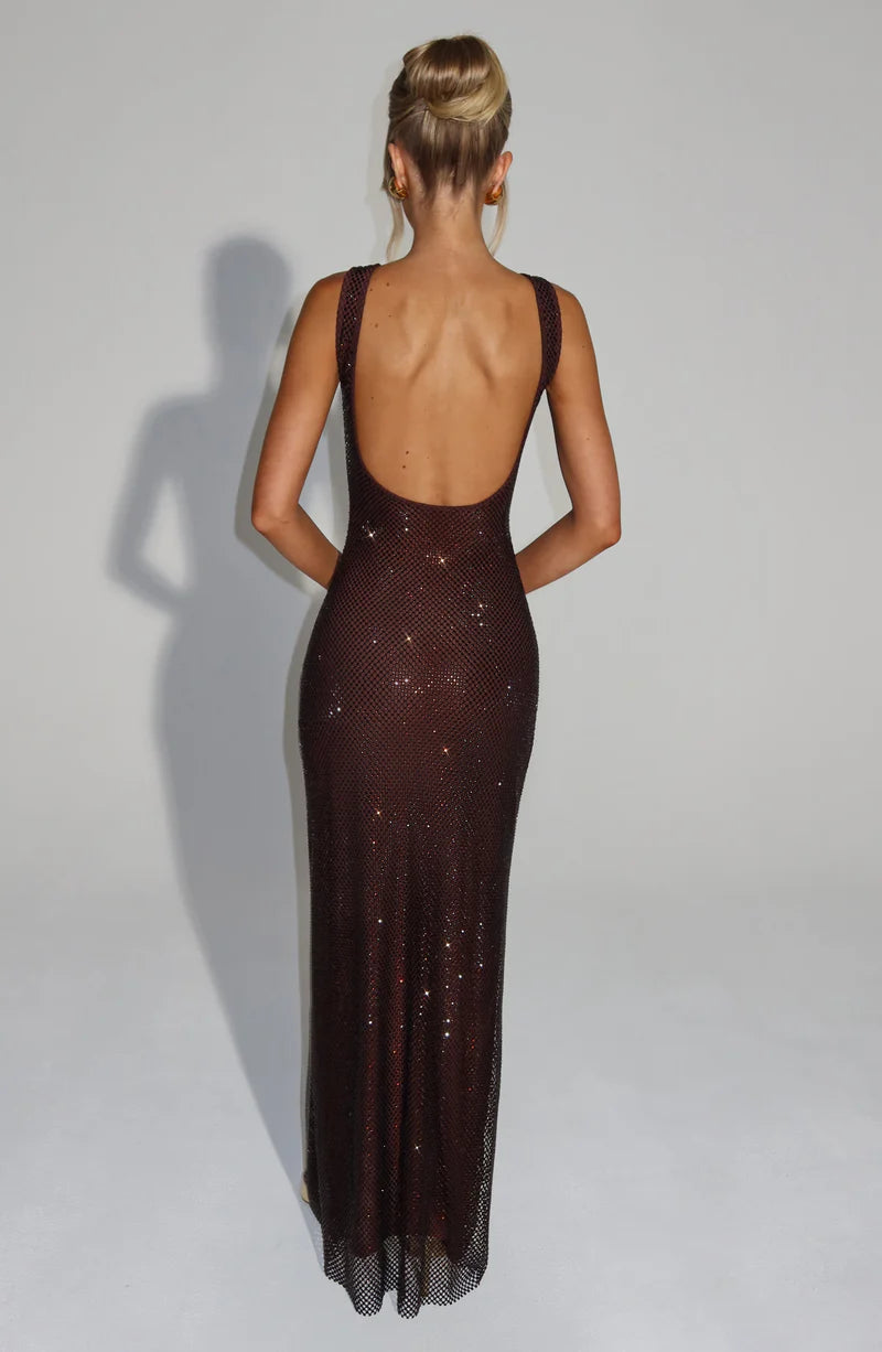 BELLA MAXI VESTIDO - MARRÓN