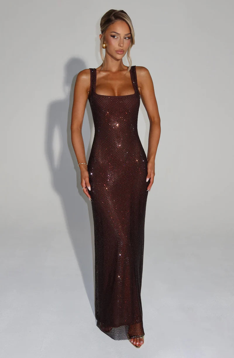 BELLA MAXI VESTIDO - MARRÓN