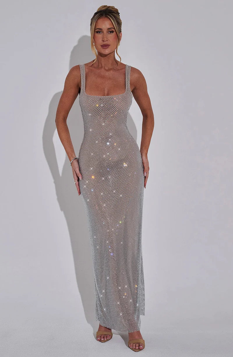 BELLA MAXI VESTIDO - PLATEADO