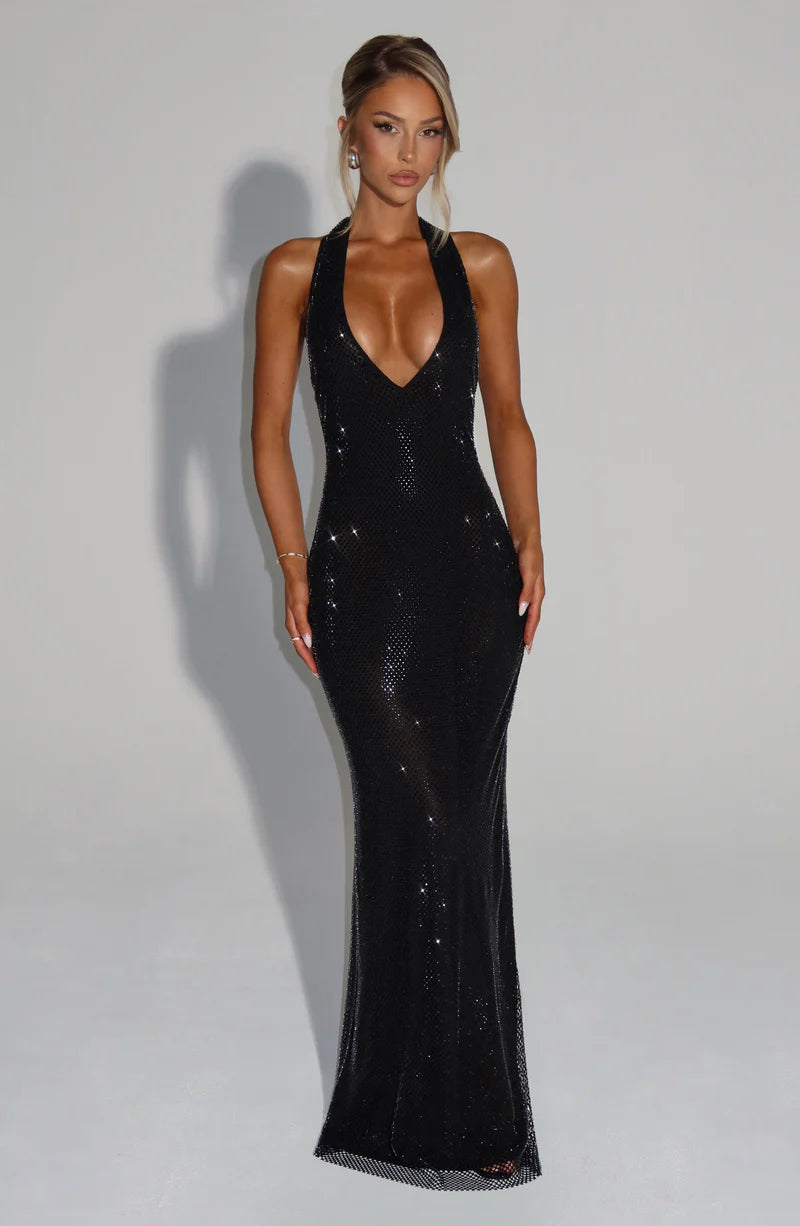 MELANIE MAXI VESTIDO - NEGRO