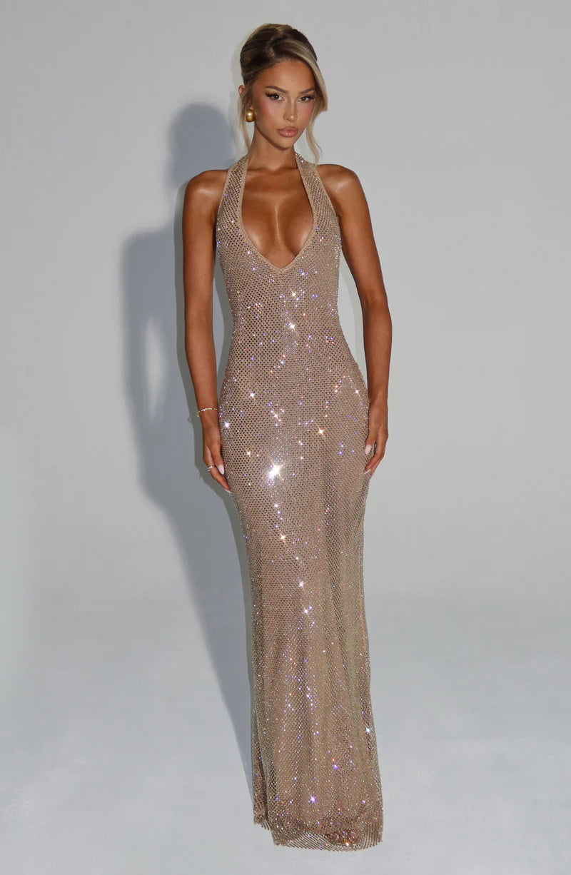 MELANIE MAXI VESTIDO - DORADO