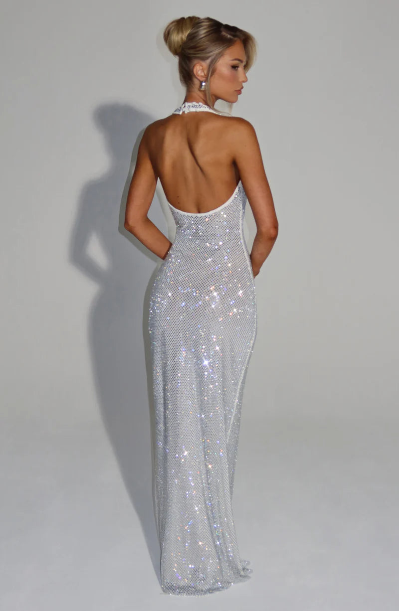 MELANIE MAXI VESTIDO - PLATEADO