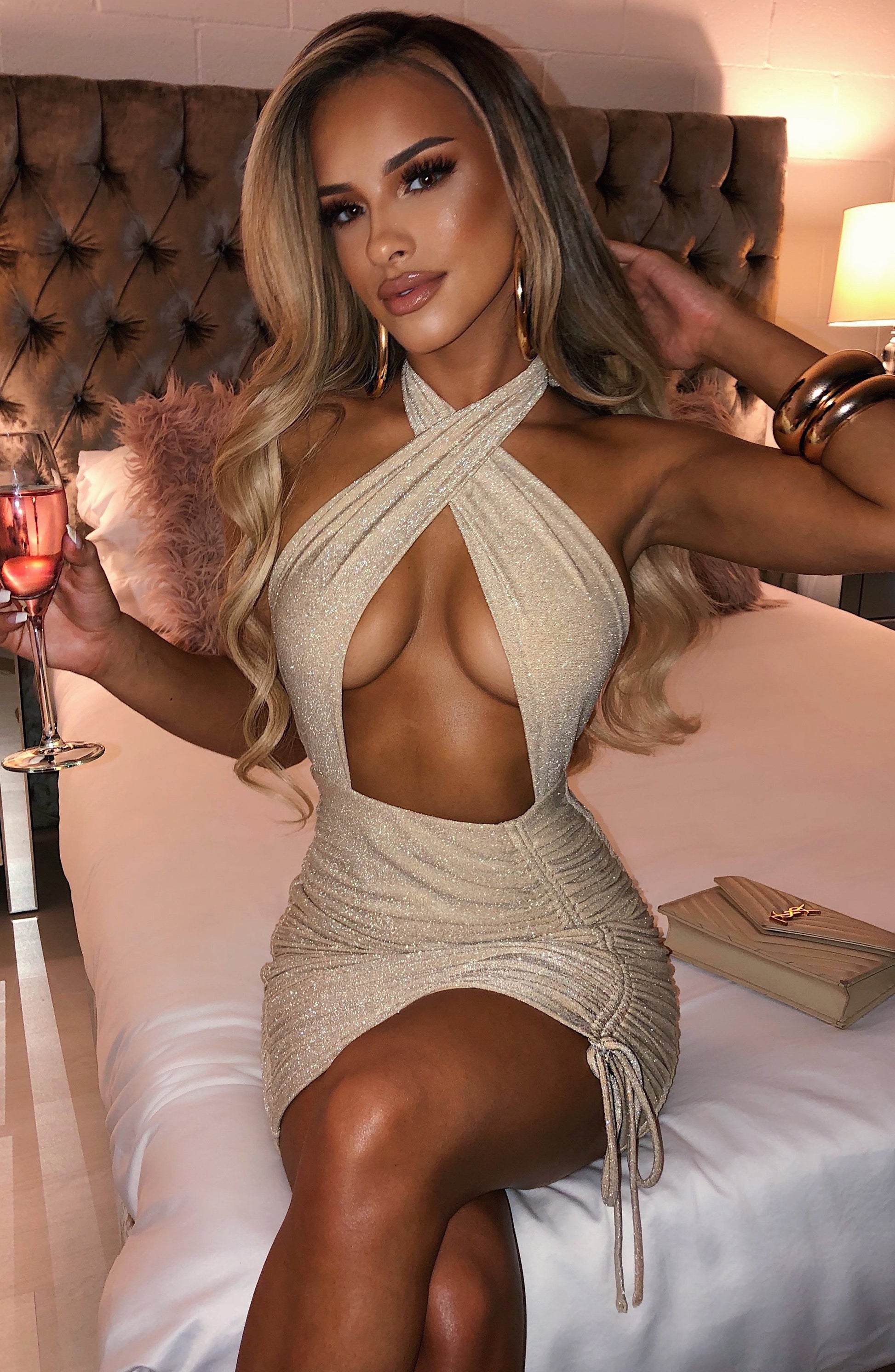 ALEXIA MINI VESTIDO - ORO BRILLANTE