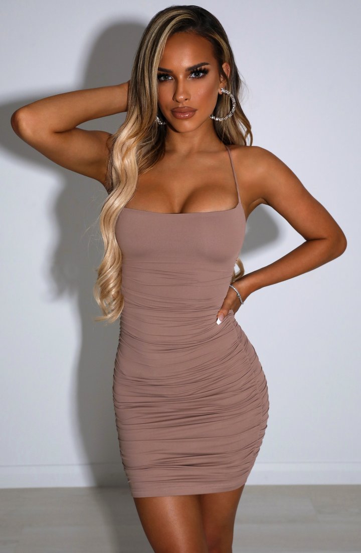 NAHIA MINI VESTIDO - MOCHA CLARO